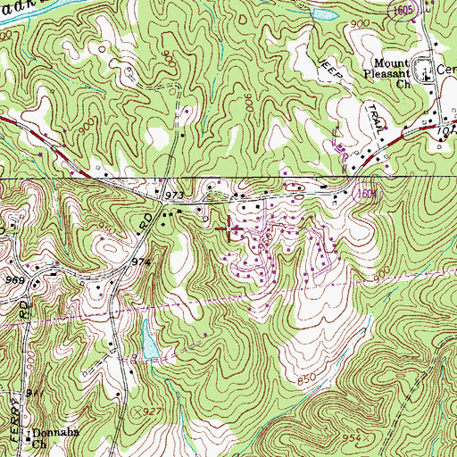 Topographic Map of Heritage Village, NC