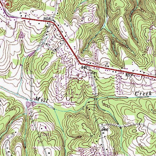Topographic Map of Old Hollow Estates, NC