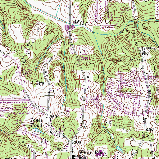 Topographic Map of Creekwood Acres, NC
