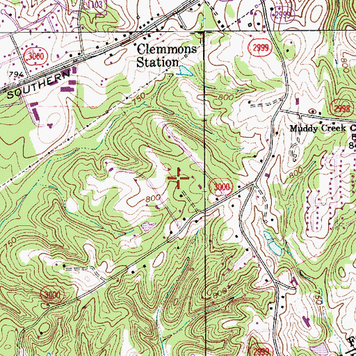 Topographic Map of Muddy Creek, NC