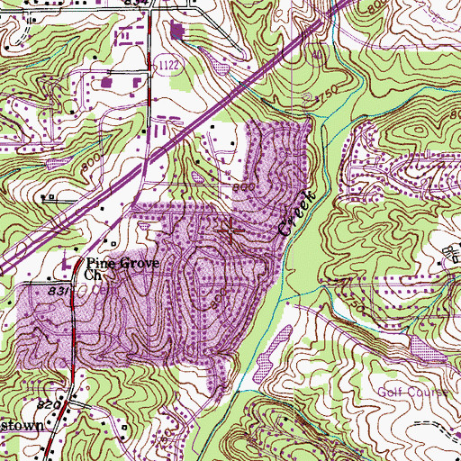Topographic Map of Salem Woods, NC