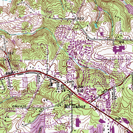 Topographic Map of Fox Hall, NC