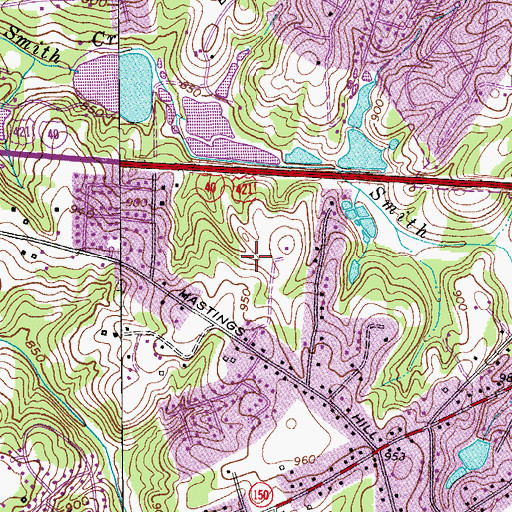 Topographic Map of High Meadows, NC