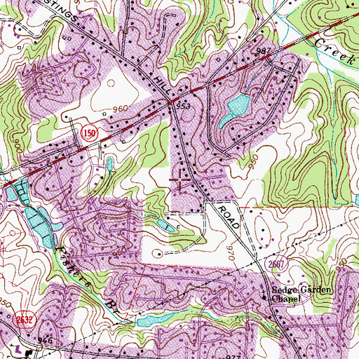 Topographic Map of Quail Hollow, NC