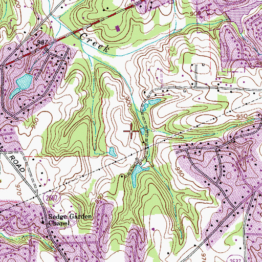 Topographic Map of Glennwood Acres, NC