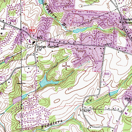 Topographic Map of Country Meadows, NC