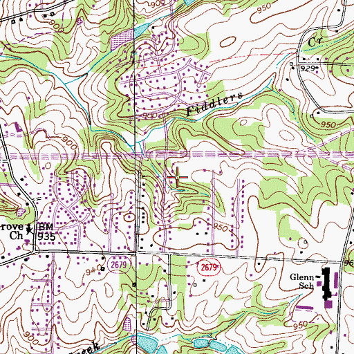 Topographic Map of Pebble Creek Estates, NC