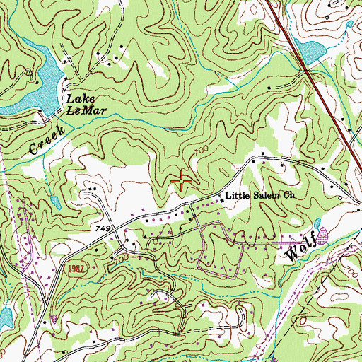 Topographic Map of Shannon Forest, NC