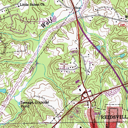 Topographic Map of North Hills, NC