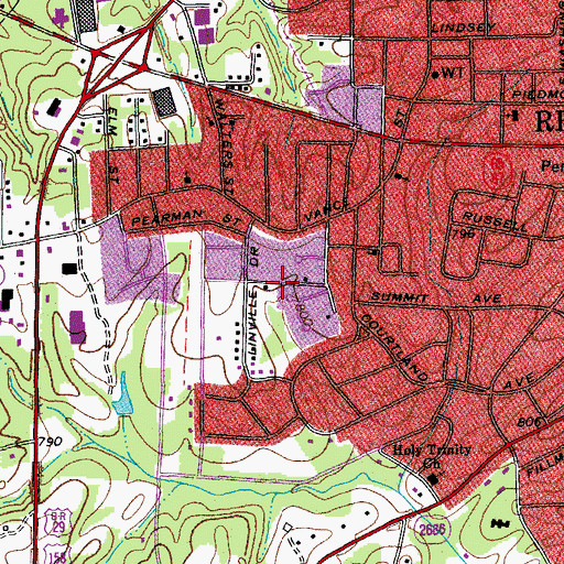 Topographic Map of Womack Courts, NC