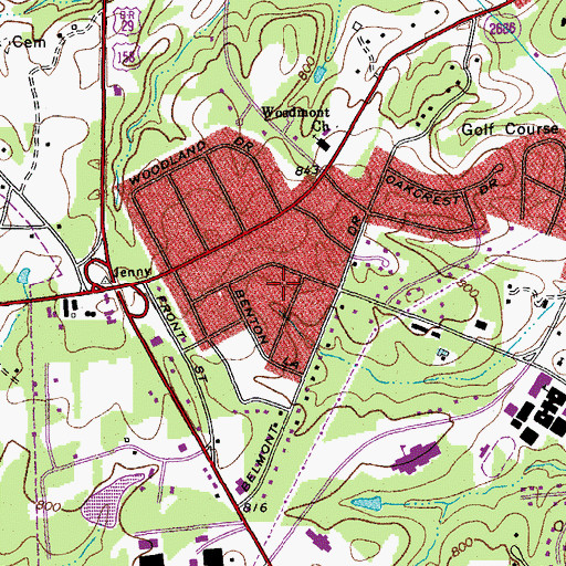 Topographic Map of Belmont, NC