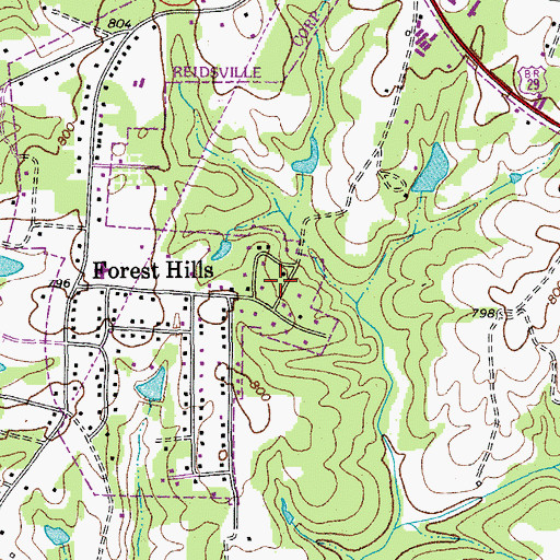 Topographic Map of Oak Hills, NC