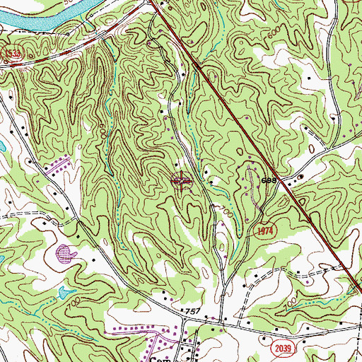 Topographic Map of Country Lane, NC