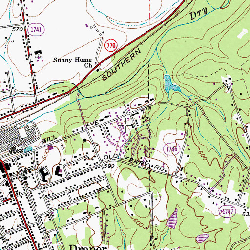 Topographic Map of Green Acres, NC