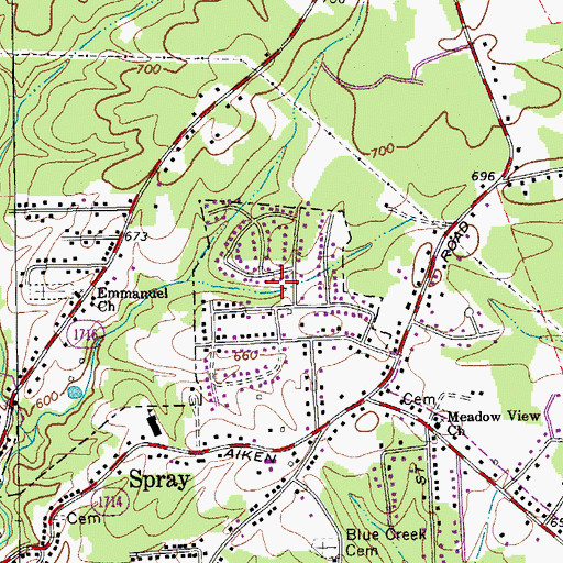 Topographic Map of Grand Oaks, NC