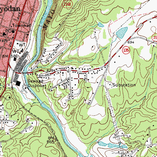 Topographic Map of Woodbine, NC