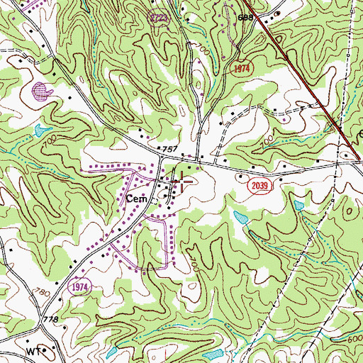 Topographic Map of Carters Grove, NC