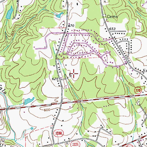 Topographic Map of Meadowood, NC