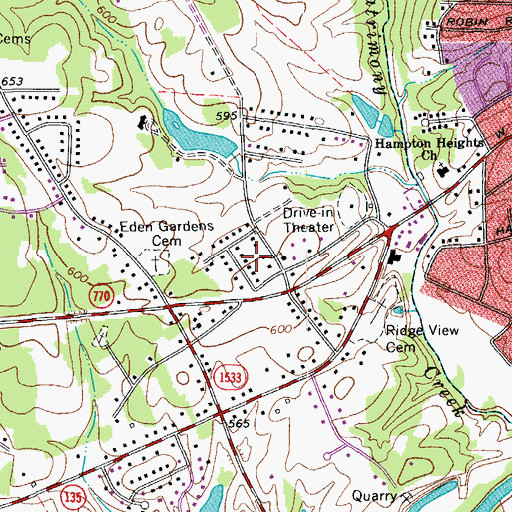 Topographic Map of Holly Hills, NC