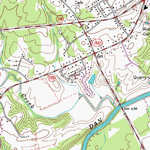 Topographic Map of Green Knolls, NC