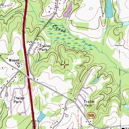 Topographic Map of Colonial Estates, NC