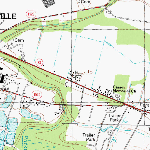 Topographic Map of Buck Mobil Home Park, NC