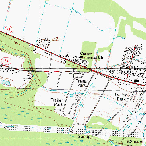 Topographic Map of Shady Knoll Mobile Estates, NC