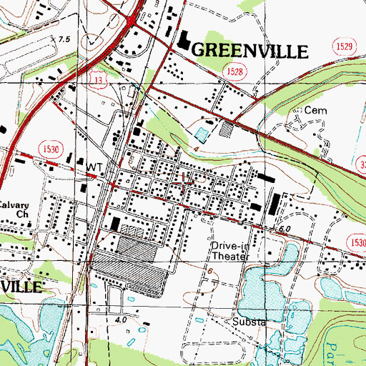 Topographic Map of Meadowbrook, NC
