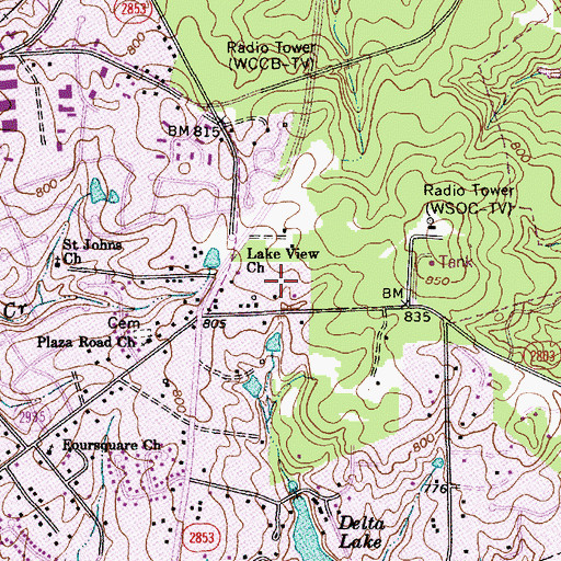 Topographic Map of Newell Acres, NC