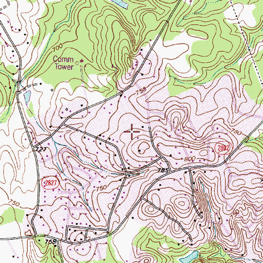 Topographic Map of Rolling Acres, NC