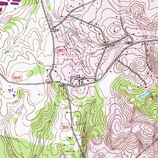 Topographic Map of Whispering Oaks, NC