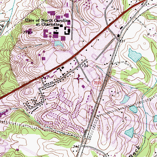 Topographic Map of College Downs, NC