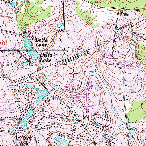 Topographic Map of Ravenwood, NC