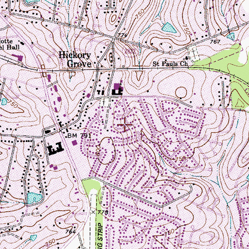 Topographic Map of Hickory Ridge, NC