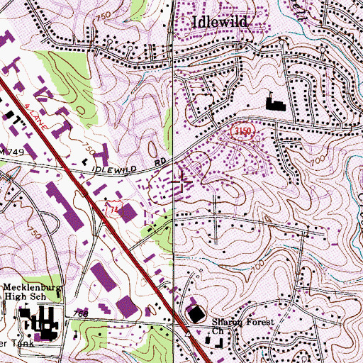 Topographic Map of Statewood, NC