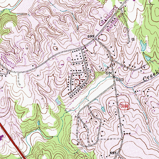 Topographic Map of Morning Star Acres, NC