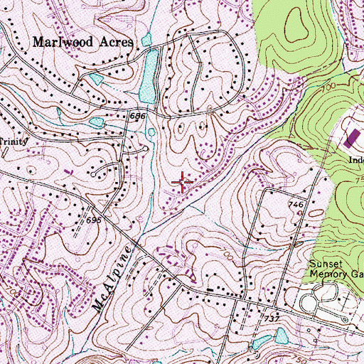 Topographic Map of Kolewood, NC