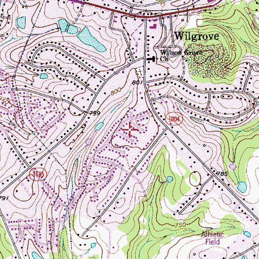 Topographic Map of Planters Ridge, NC