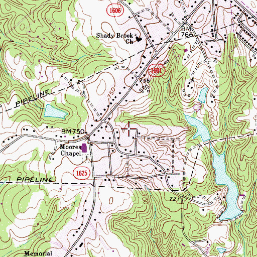 Topographic Map of Arlington, NC