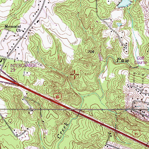 Topographic Map of Twins Estates, NC