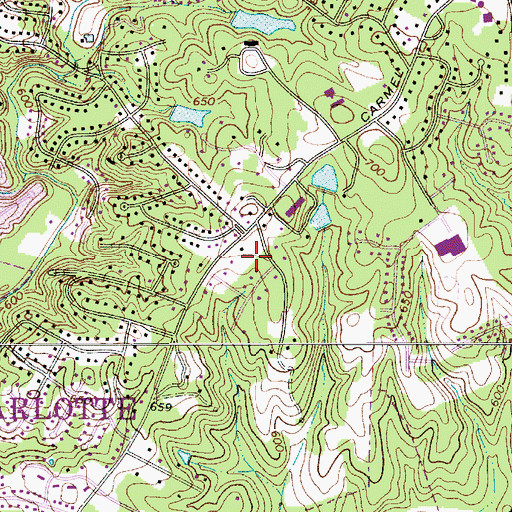 Topographic Map of Carmel Woods, NC