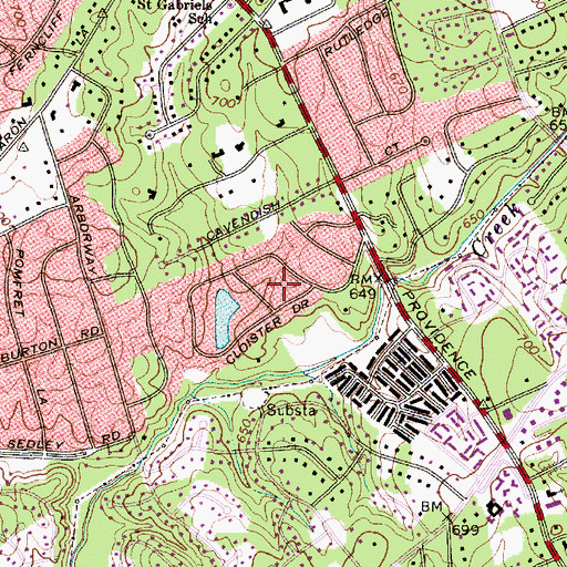 Topographic Map of The Cloisters, NC