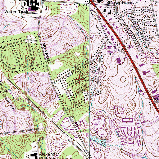 Topographic Map of Woodberry Forest, NC