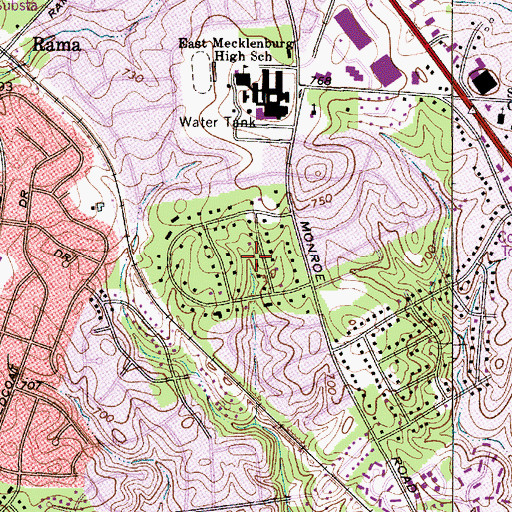 Topographic Map of Fox Run, NC