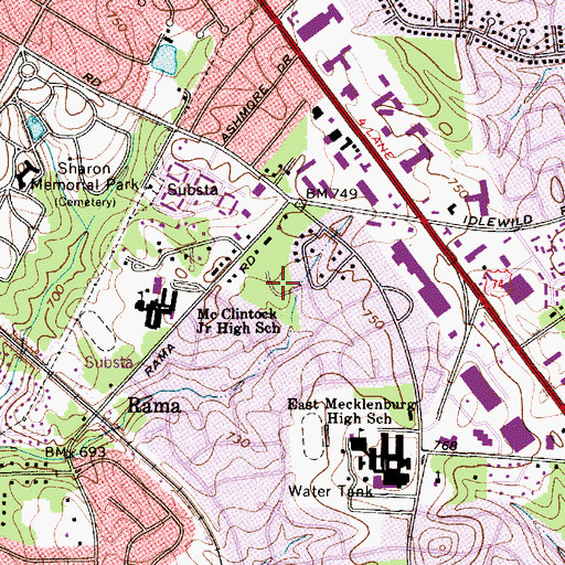 Topographic Map of Wynnwood, NC