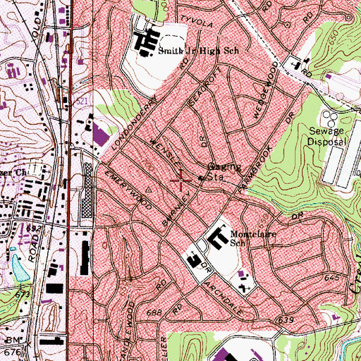 Topographic Map of Montclaire, NC
