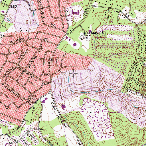 Topographic Map of Beverly Woods East, NC