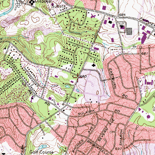 Topographic Map of Sharon Colony, NC