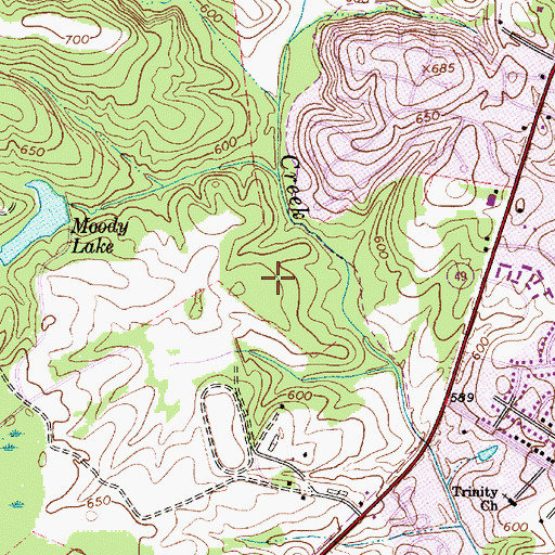 Topographic Map of Olde Whitehall, NC