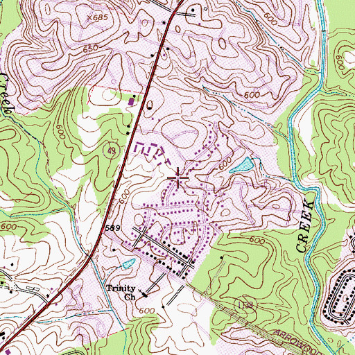 Topographic Map of Yorkwood, NC